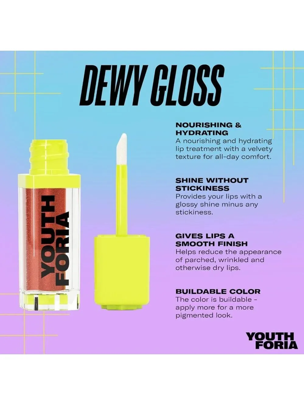 Youthforia Dewy Gloss Hydrating Lip Gloss Play with Fire Clean Beauty New in Box
